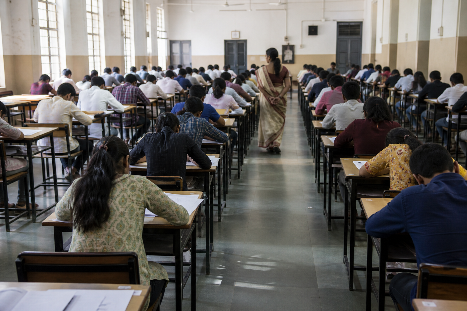Examination hall prepared for secure offline assessment at Samarth